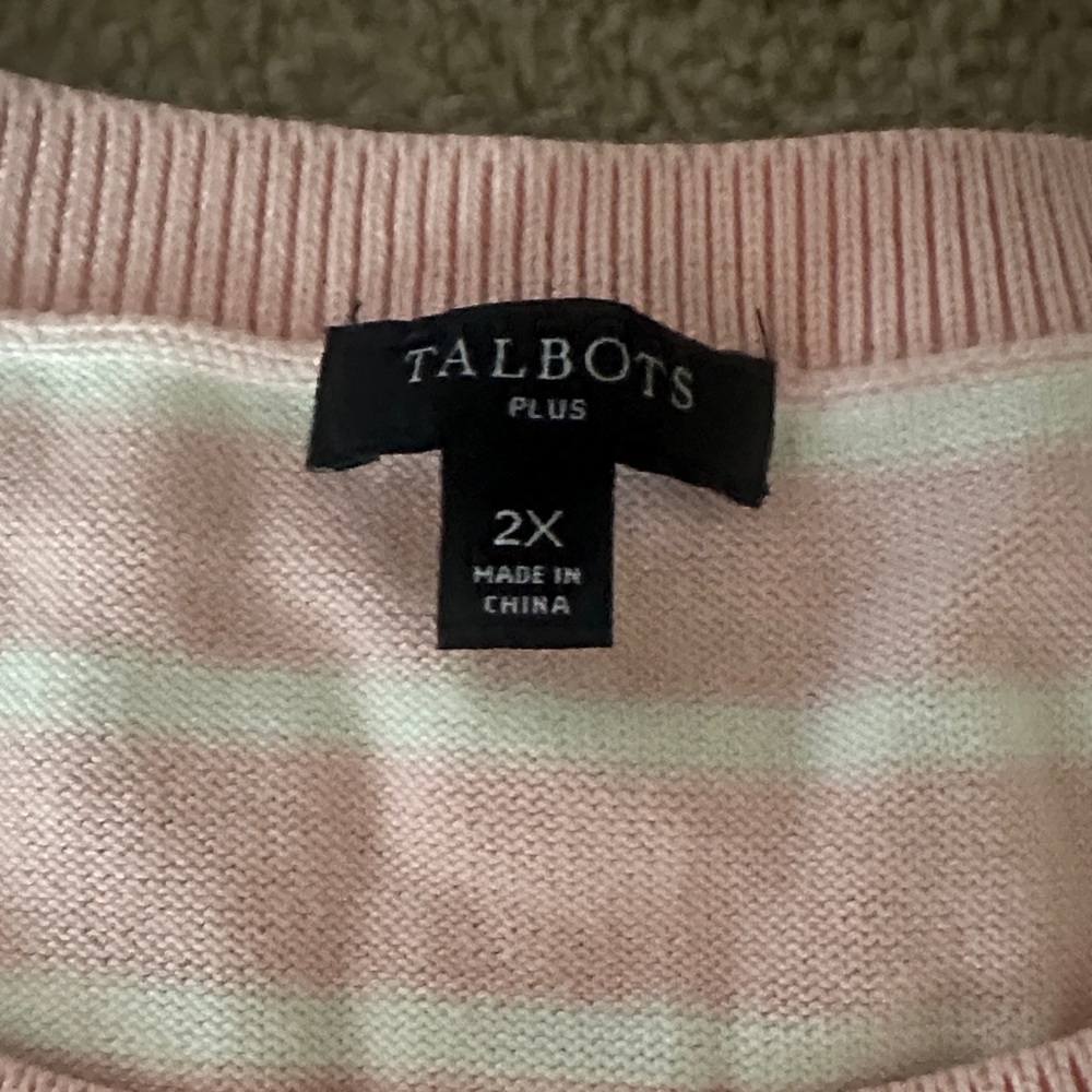 Talbots Pink and White Striped Sweater - Picture 3 of 4
